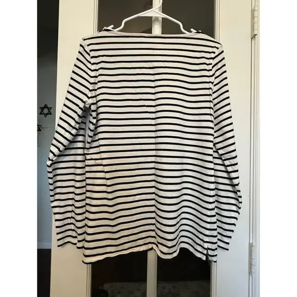Boden Ella long sleeve Breton  striped cotton white and black US 12 - Picture 5 of 8